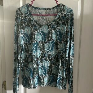 Cotton scoop neck blouse. Long sleeve large
